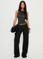 Women's Deonne Straight Leg Buckle Pants Black | Tailored pants with buckle detail & a straight let 2