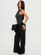 Women's Deonne Straight Leg Buckle Pants Black | Tailored pants with buckle detail & a straight let 3