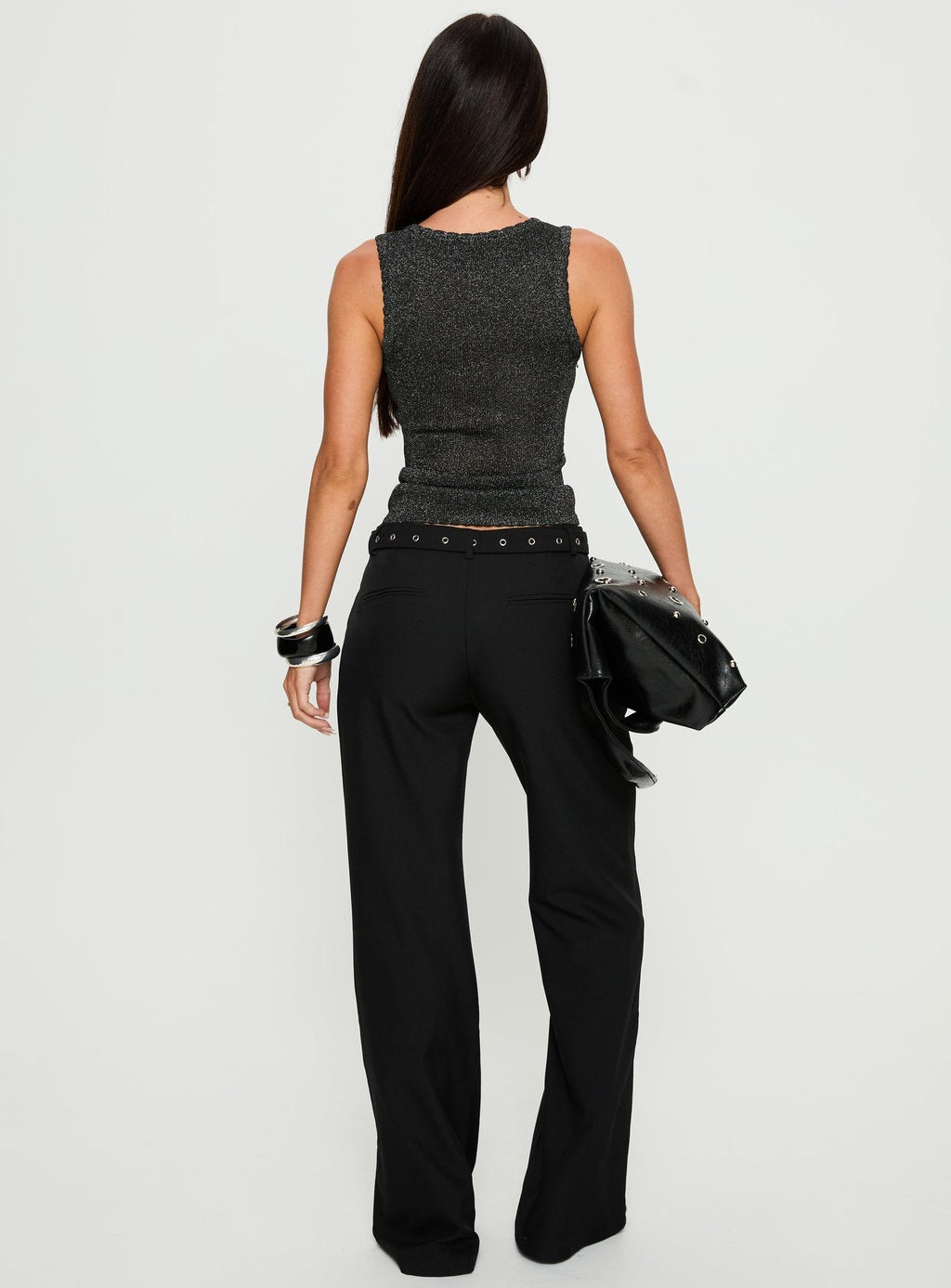 Women's Deonne Straight Leg Buckle Pants Black | Tailored pants with buckle detail & a straight let 4
