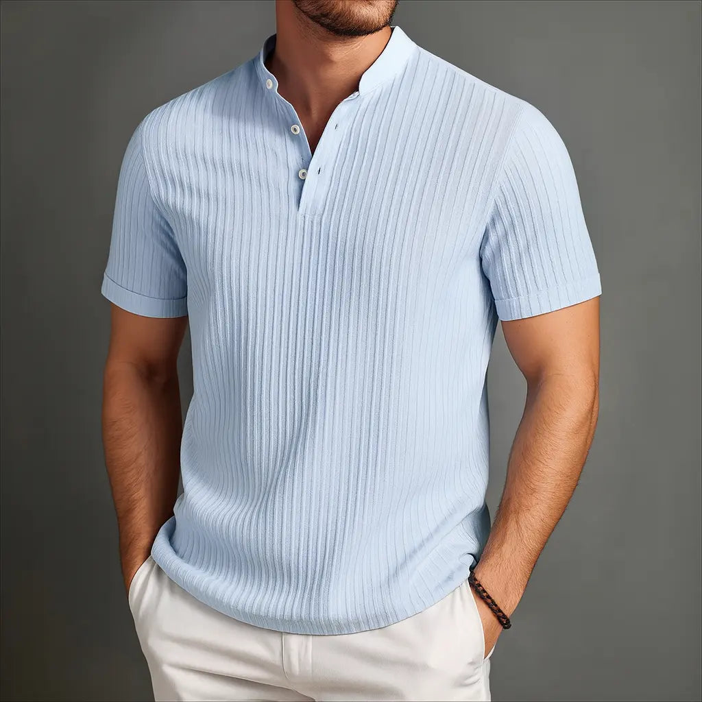 Donald | Avani Gossamer Linen Popover Shirt with Band Collar & Three-Button Placket – Elevated Warm-Weather Essential 5
