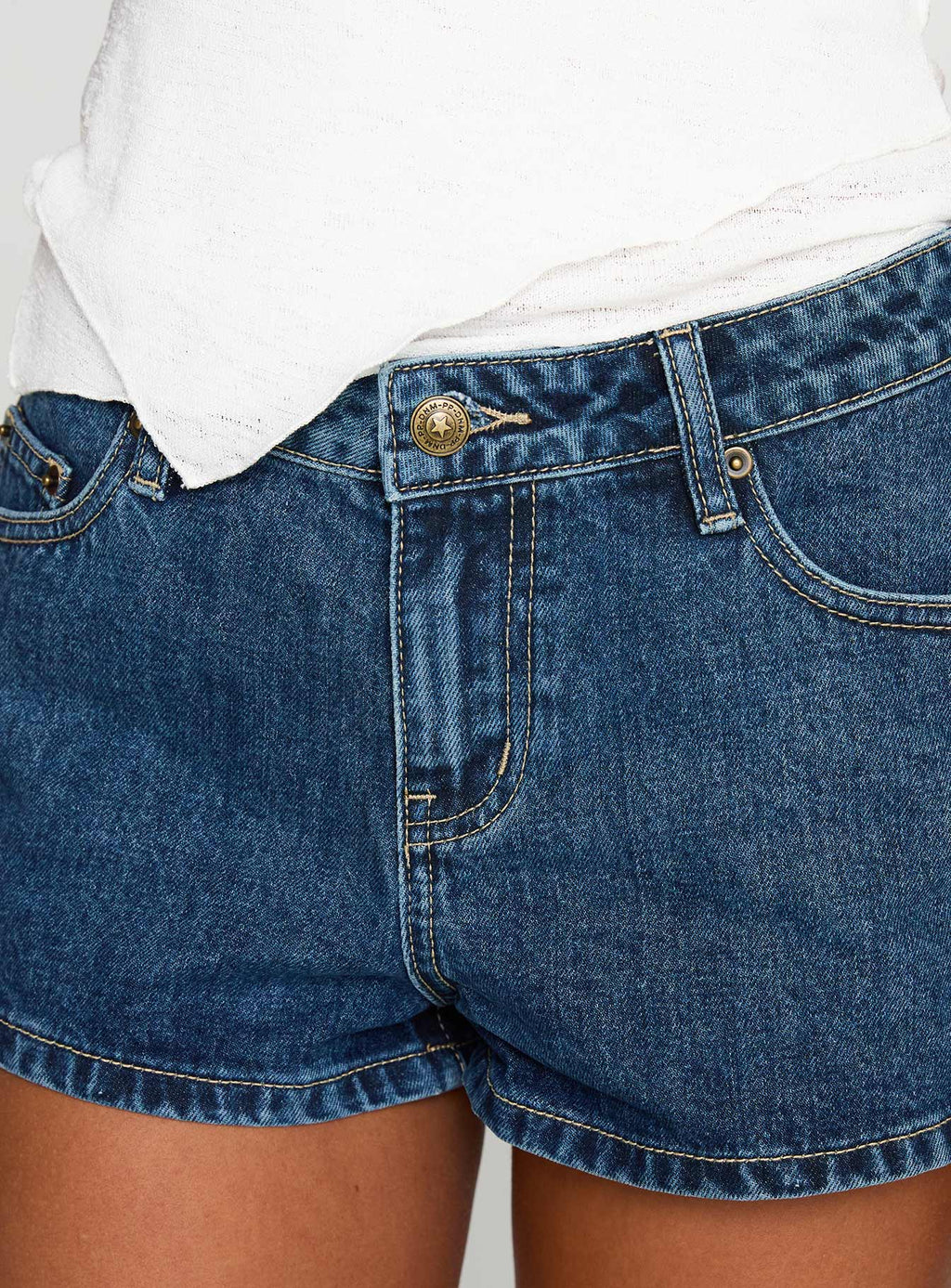 Women's Dreamful Low Rise Mini Denim Shorts Dark Blue Wash Tall | Princess Polly Tall 5