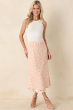 Women's Drifting in Dreams Pink Floral Chiffon Layered Midi Skirt | 100% Polyester 4