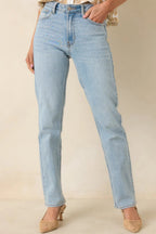 Women's Dusk Enchantment Light Wash Straight Leg Jeans | 95% Cotton 5