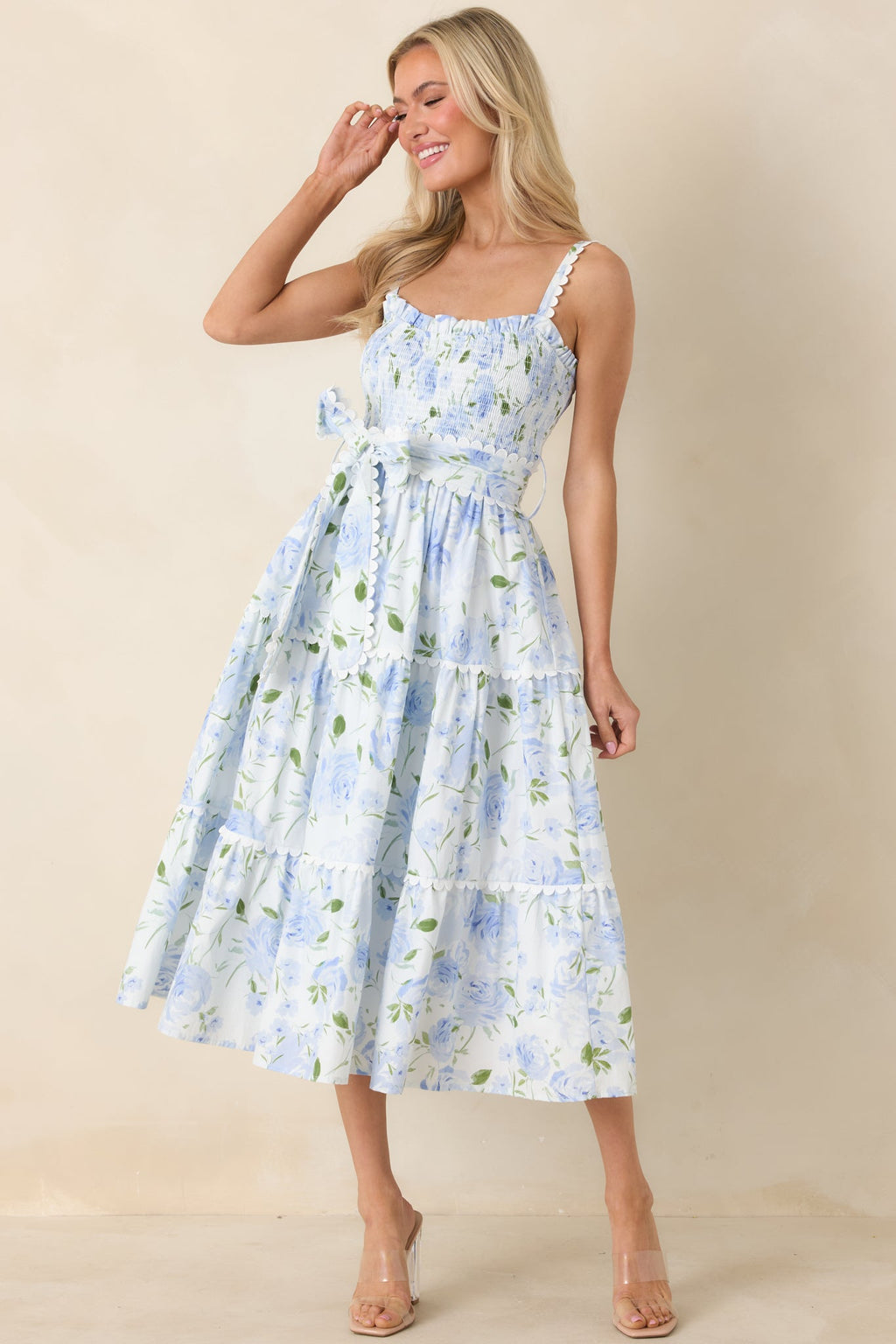Women's EXCLUSIVE: Prosperina Darcy Light Blue Floral Print Cotton Maxi Dress | 100% Cotton 1