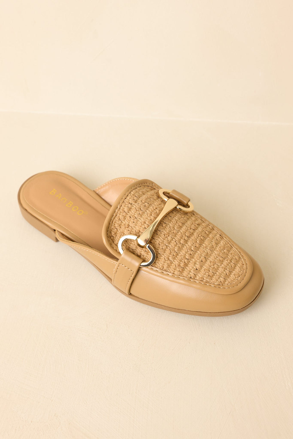 Women's Easy Elegance Tan Woven Faux Leather Mule Loafers | Platform measures .75" 2