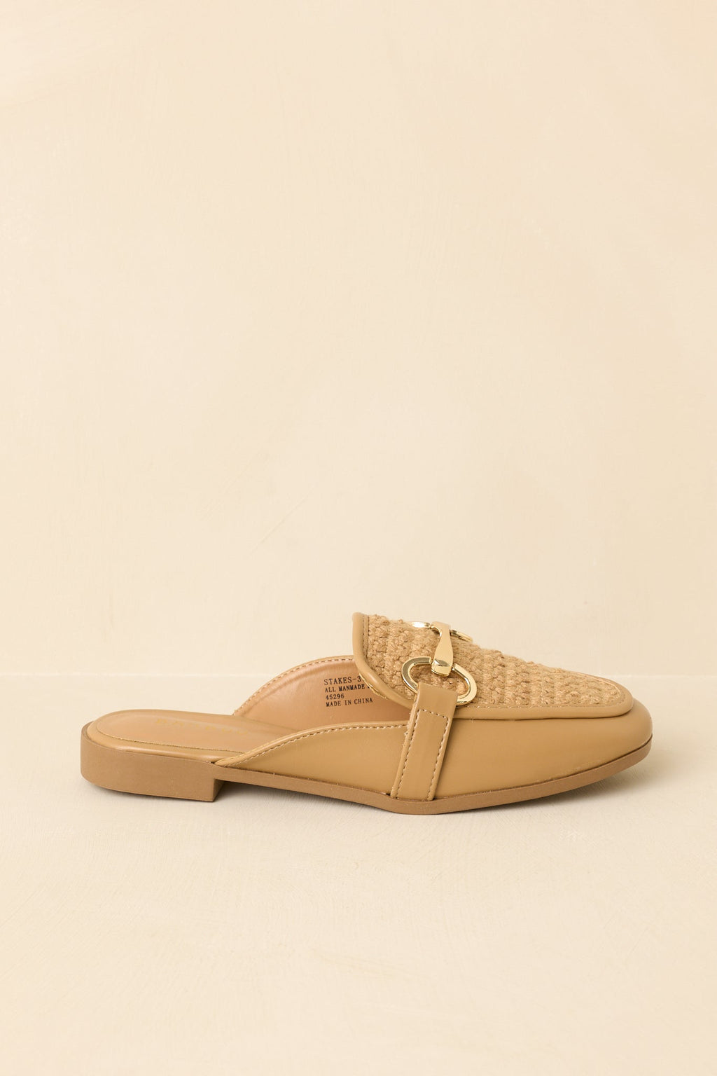 Women's Easy Elegance Tan Woven Faux Leather Mule Loafers | Platform measures .75" 3