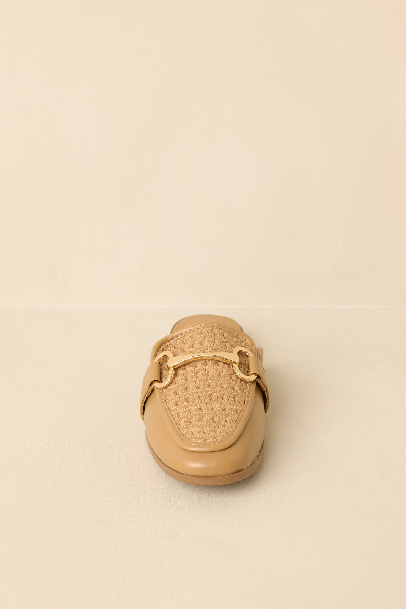 Women's Easy Elegance Tan Woven Faux Leather Mule Loafers | Platform measures .75" 5