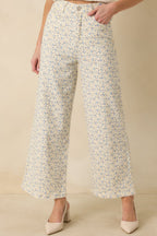 Women's Easy Moments Light Blue Floral Cotton Wide Leg Jeans | 97% Cotton & 3% Spandex 2