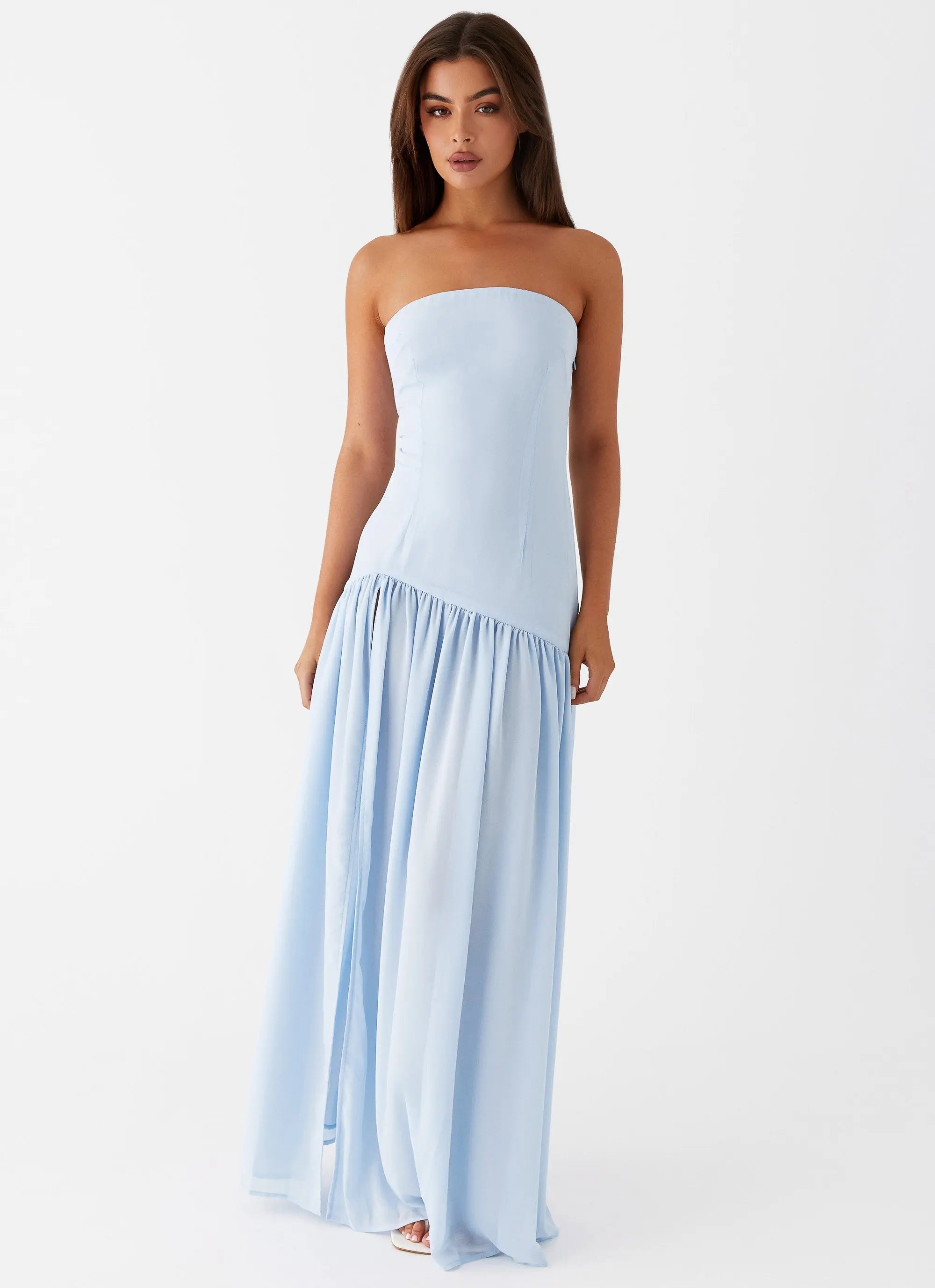 Eden Collection | Floral Maxi Dress with Strapless Neckline | Elegant Chiffon for Timeless Sophistication - Women's 5
