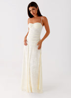 Elegant Collection | White Maxi Dress with Lace Sweetheart Neckline | Flattering Design for Special Occasions 0