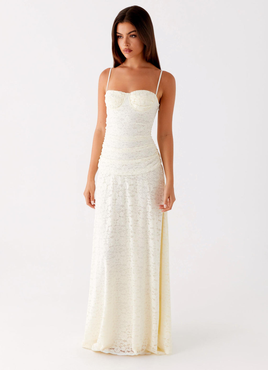 Elegant Collection | White Maxi Dress with Lace Sweetheart Neckline | Flattering Design for Special Occasions 3
