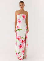 Elegant Collection | White Maxi Dress with Strapless Design & Front Slit for Effortless Style 3