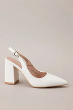 Women's Elegant Elevation White Slingback Heels | Heel measures 3.5" 2