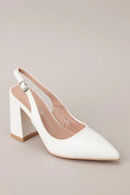Women's Elegant Elevation White Slingback Heels | Heel measures 3.5" 3