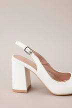Women's Elegant Elevation White Slingback Heels | Heel measures 3.5" 4