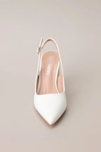 Women's Elegant Elevation White Slingback Heels | Heel measures 3.5" 5