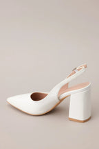 Women's Elegant Elevation White Slingback Heels | Heel measures 3.5" 6