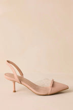 Women's Elegant Lift Beige Slingback Kitten Heels | Heel Measures 3" in Height 3