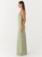 Elegant Maxi Dress | Floral Satin Long Dress with Open-Back Design | Perfect for Evening Events - Women's 1
