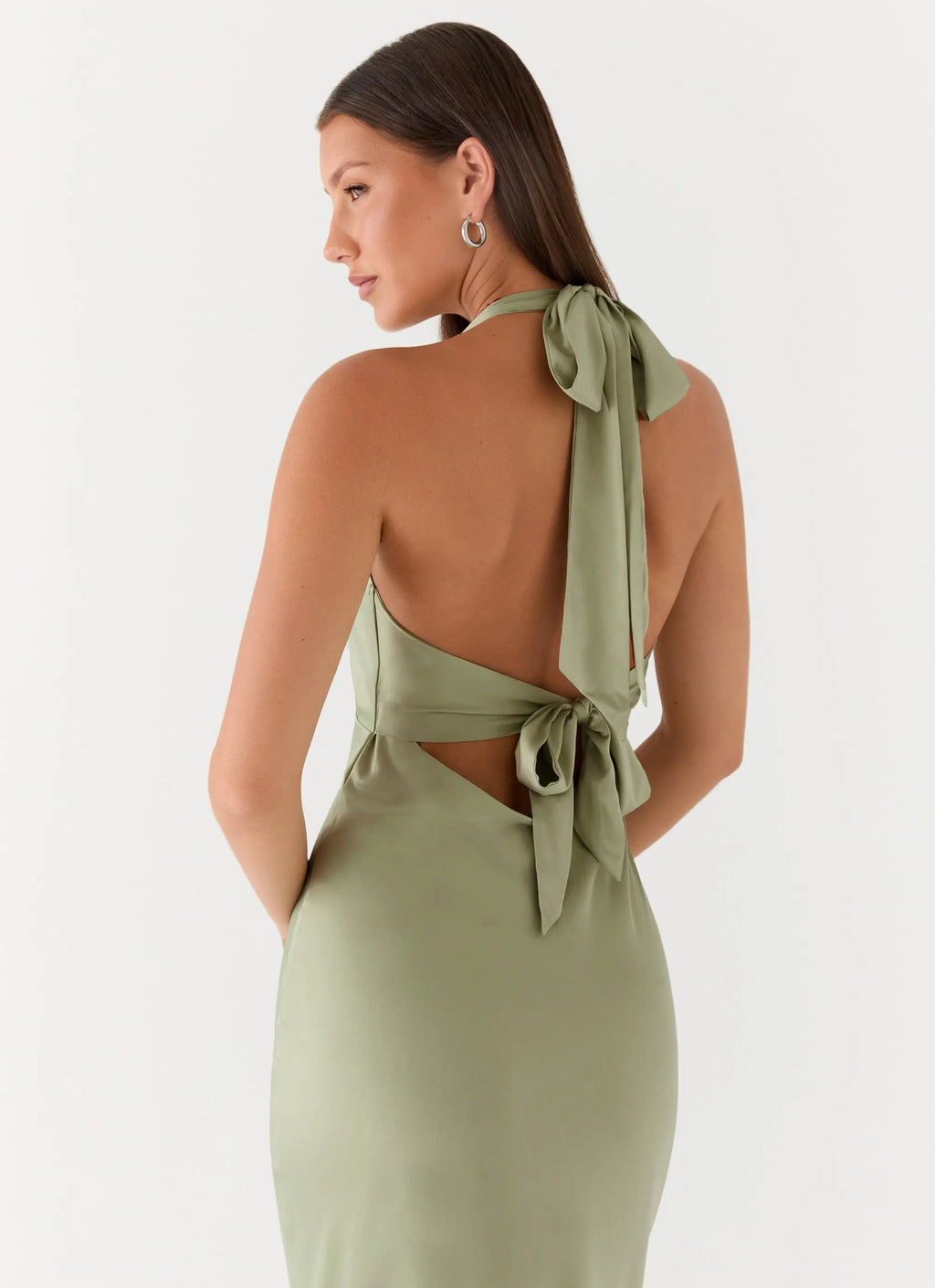 Elegant Maxi Dress | Floral Satin Long Dress with Open-Back Design | Perfect for Evening Events - Women's 3