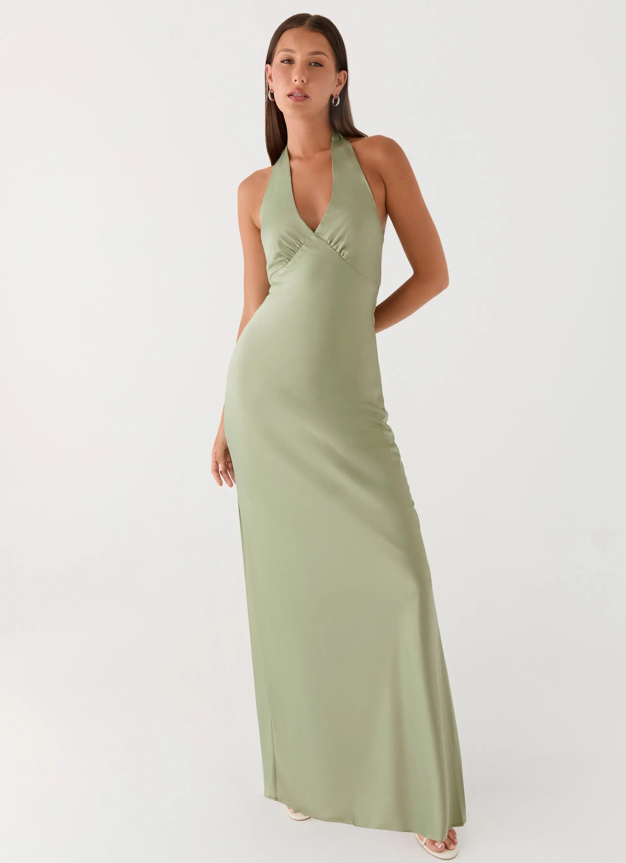 Elegant Maxi Dress | Floral Satin Long Dress with Open-Back Design | Perfect for Evening Events - Women's 4