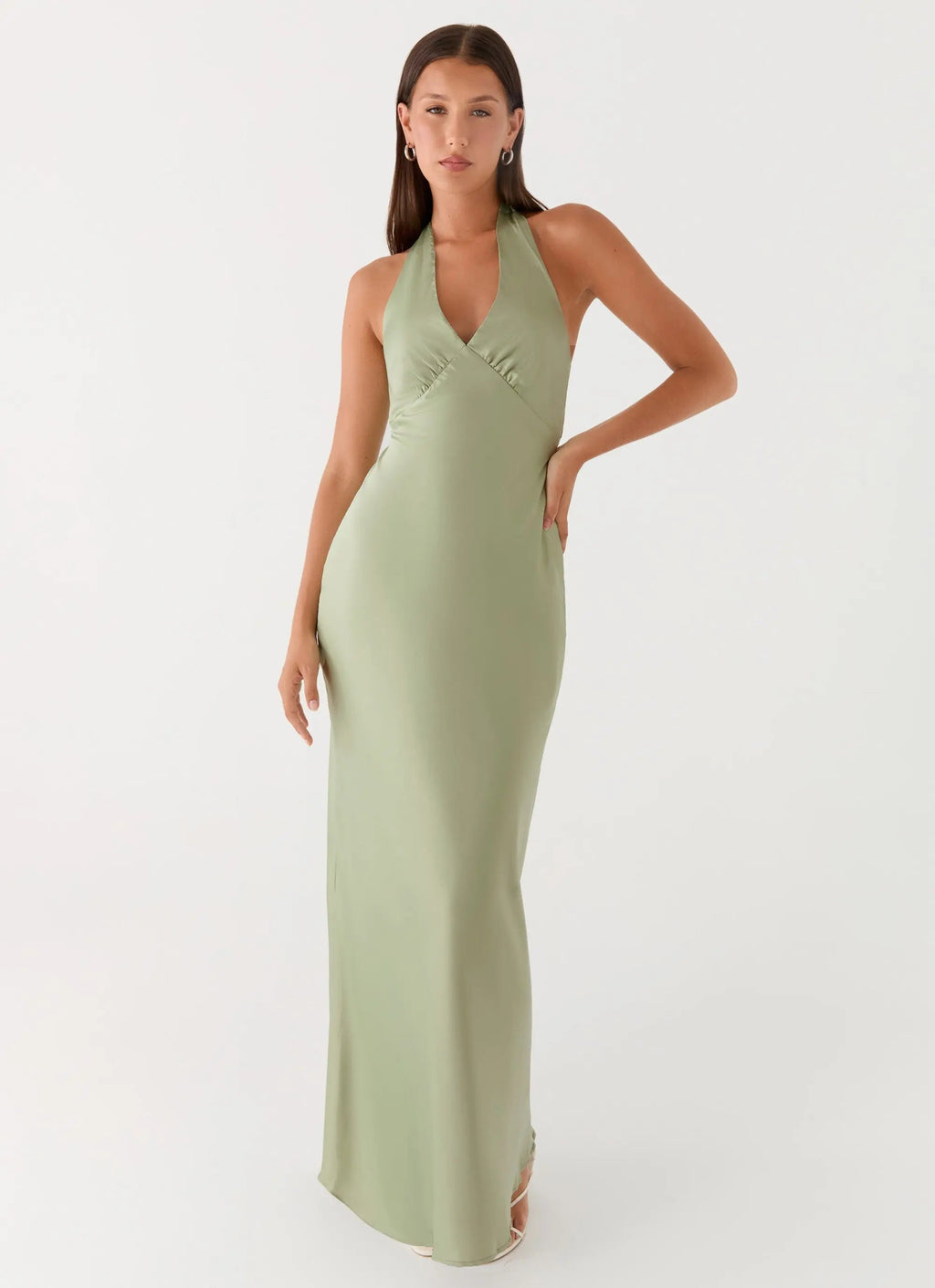 Elegant Maxi Dress | Floral Satin Long Dress with Open-Back Design | Perfect for Evening Events - Women's 5