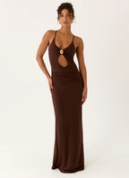 Women's Elegant Maxi Dress | Front Keyhole Cut-Out with Adjustable Straps for Effortless Style - Women's | Maxi length — 0