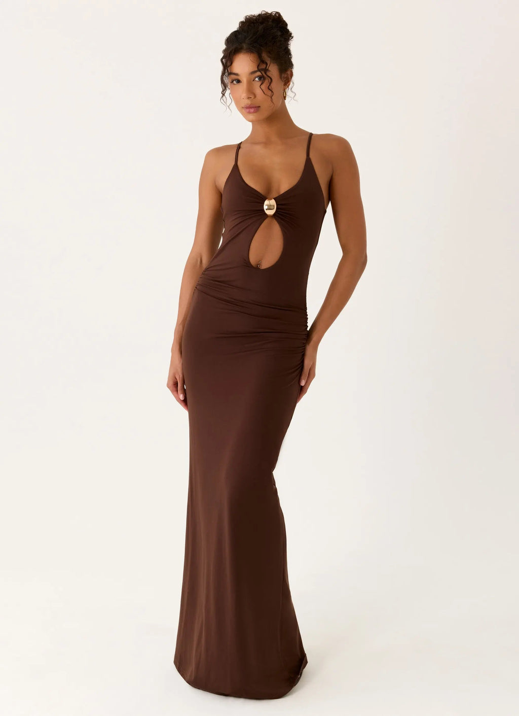 Women's Elegant Maxi Dress | Front Keyhole Cut-Out with Adjustable Straps for Effortless Style - Women's | Maxi length — 4