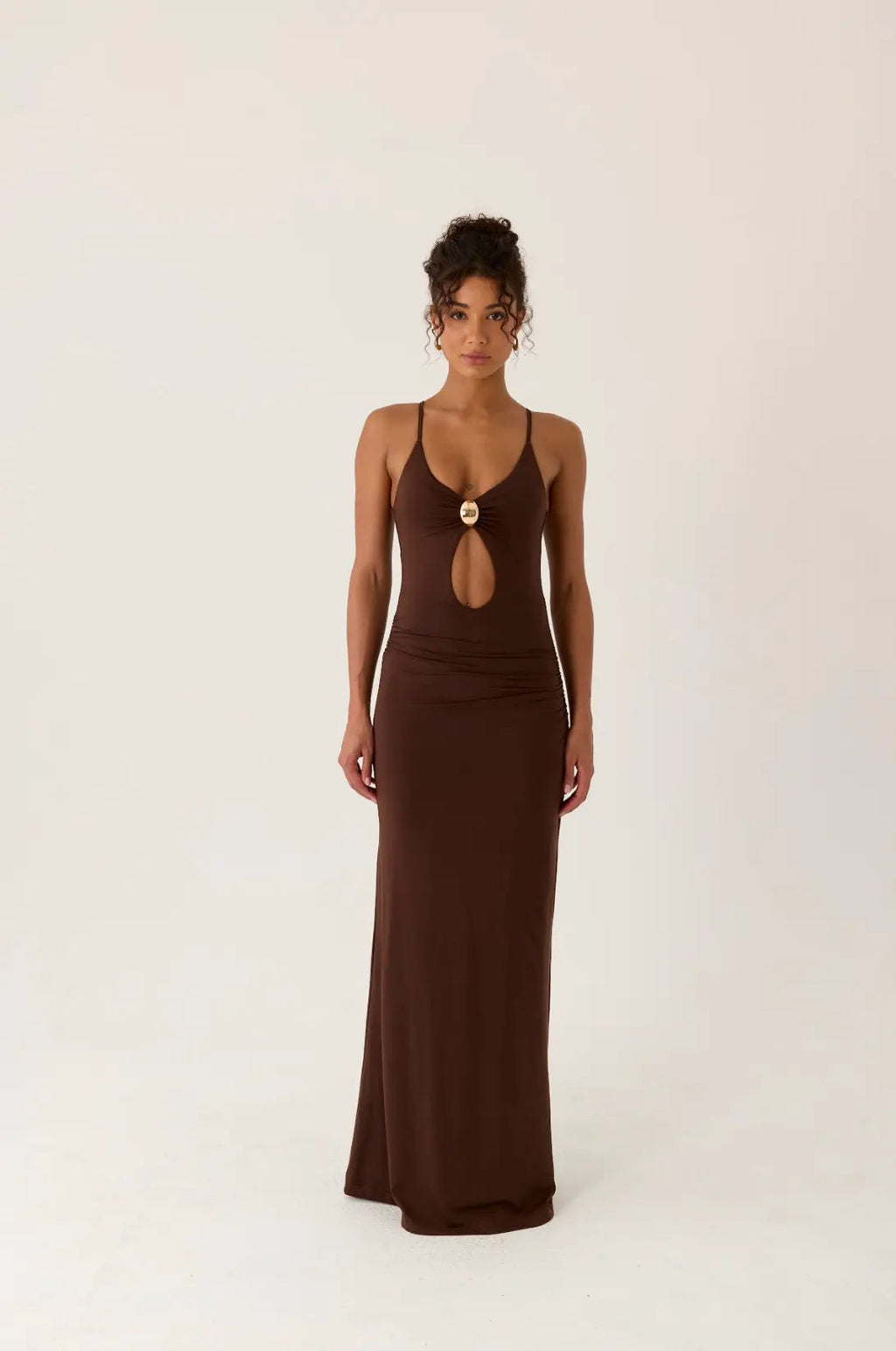 Women's Elegant Maxi Dress | Front Keyhole Cut-Out with Adjustable Straps for Effortless Style - Women's | Maxi length — 6