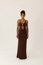 Women's Elegant Maxi Dress | Front Keyhole Cut-Out with Adjustable Straps for Effortless Style - Women's | Maxi length — 6