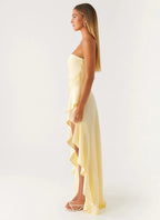Women's Elegant Maxi Dress | Satin Strapless Design with High Leg Slit | Sophisticated Evening Wear - Women's | Maxi len 1