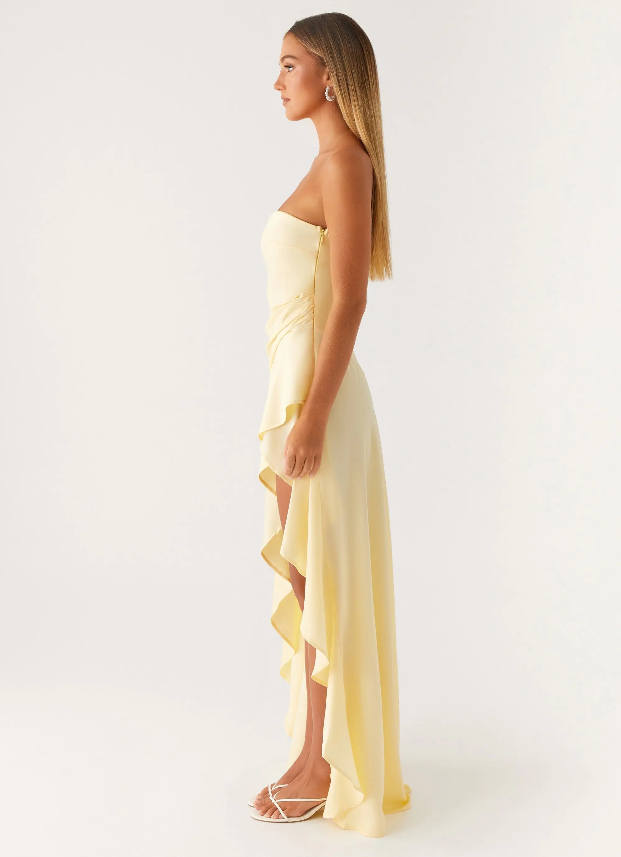 Women's Elegant Maxi Dress | Satin Strapless Design with High Leg Slit | Sophisticated Evening Wear - Women's | Maxi len 1