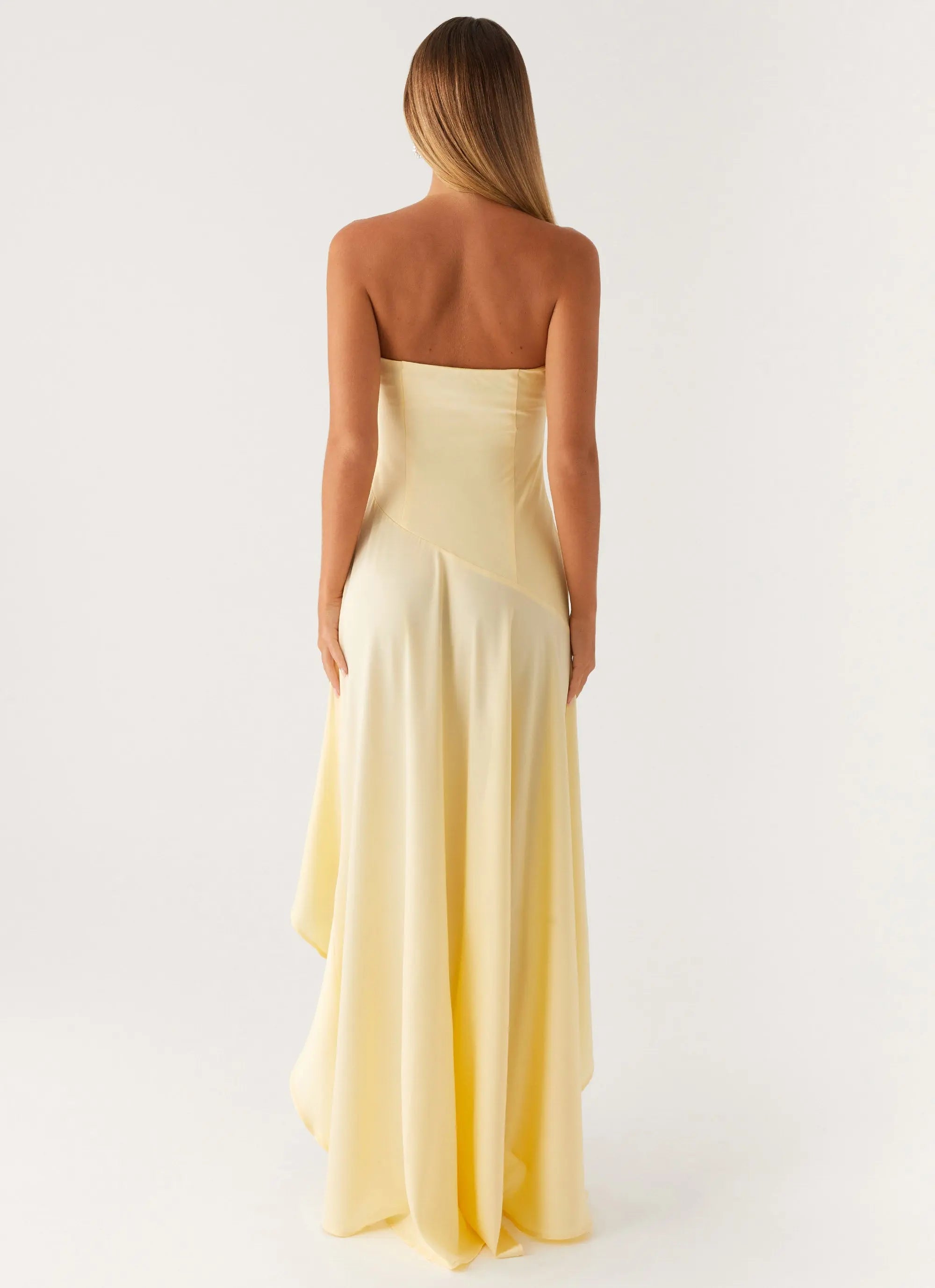 Women's Elegant Maxi Dress | Satin Strapless Design with High Leg Slit | Sophisticated Evening Wear - Women's | Maxi len 2
