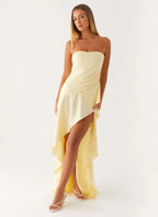 Women's Elegant Maxi Dress | Satin Strapless Design with High Leg Slit | Sophisticated Evening Wear - Women's | Maxi len 5
