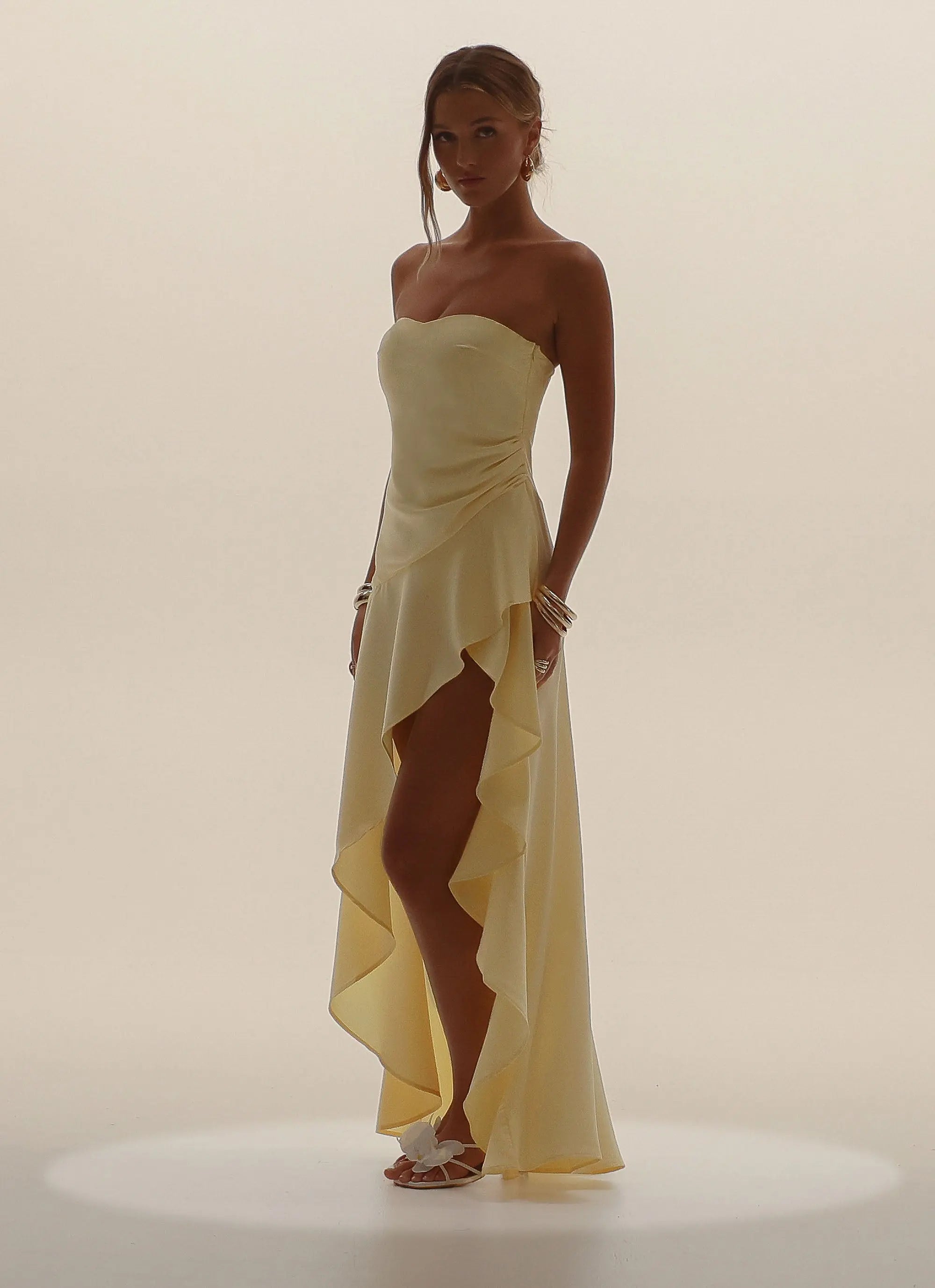 Women's Elegant Maxi Dress | Satin Strapless Design with High Leg Slit | Sophisticated Evening Wear - Women's | Maxi len 6