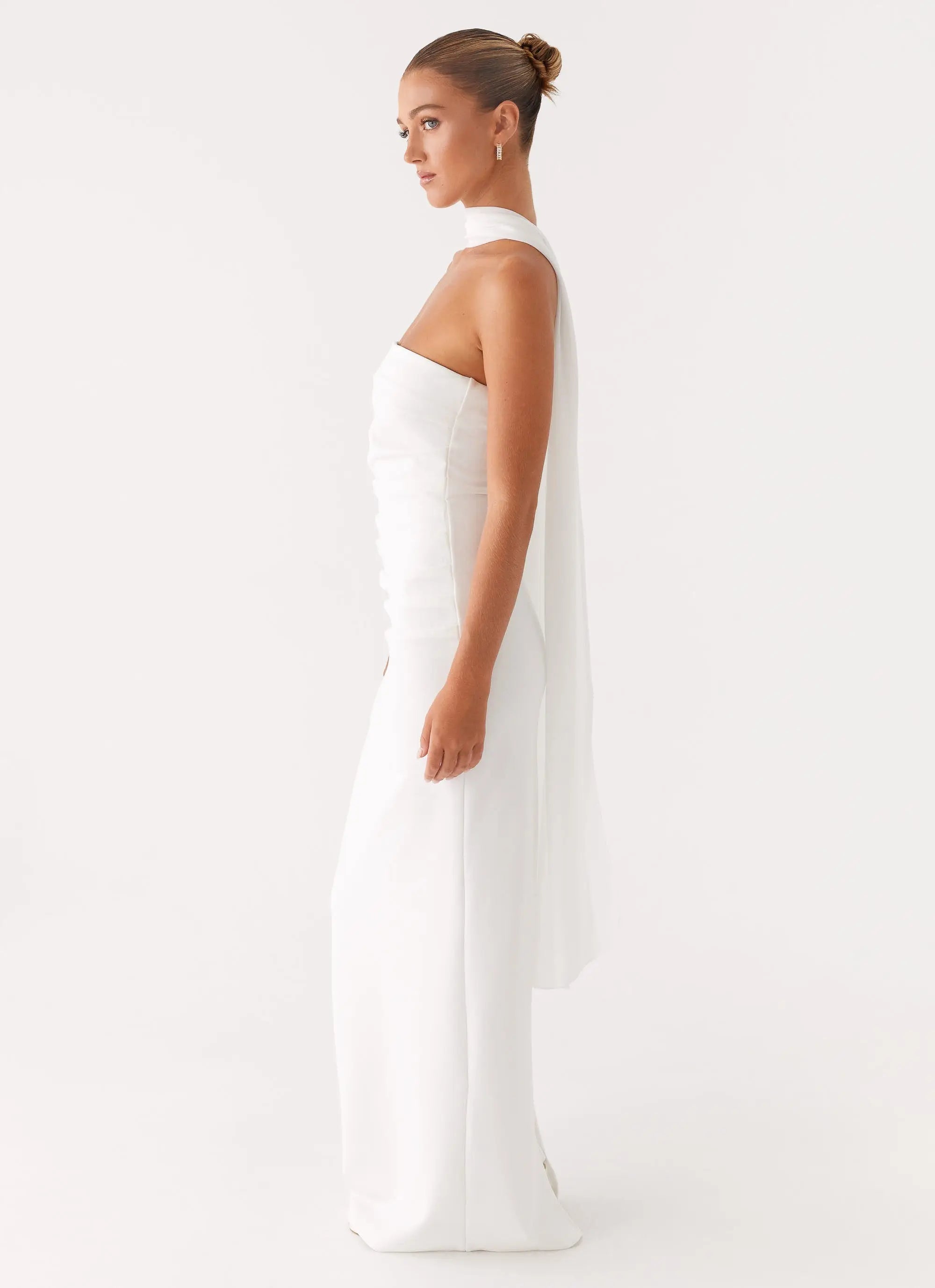 Women's Elegant Maxi Dress | Strapless Design with Customizable Scarf Sash for Timeless Style - Women's | Maxi length —  2