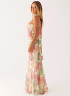 Women's Elegant Maxi Dress | Strapless Floral Design with Matching Scarf | Perfect for Evening Events - Women's | Maxi l 2