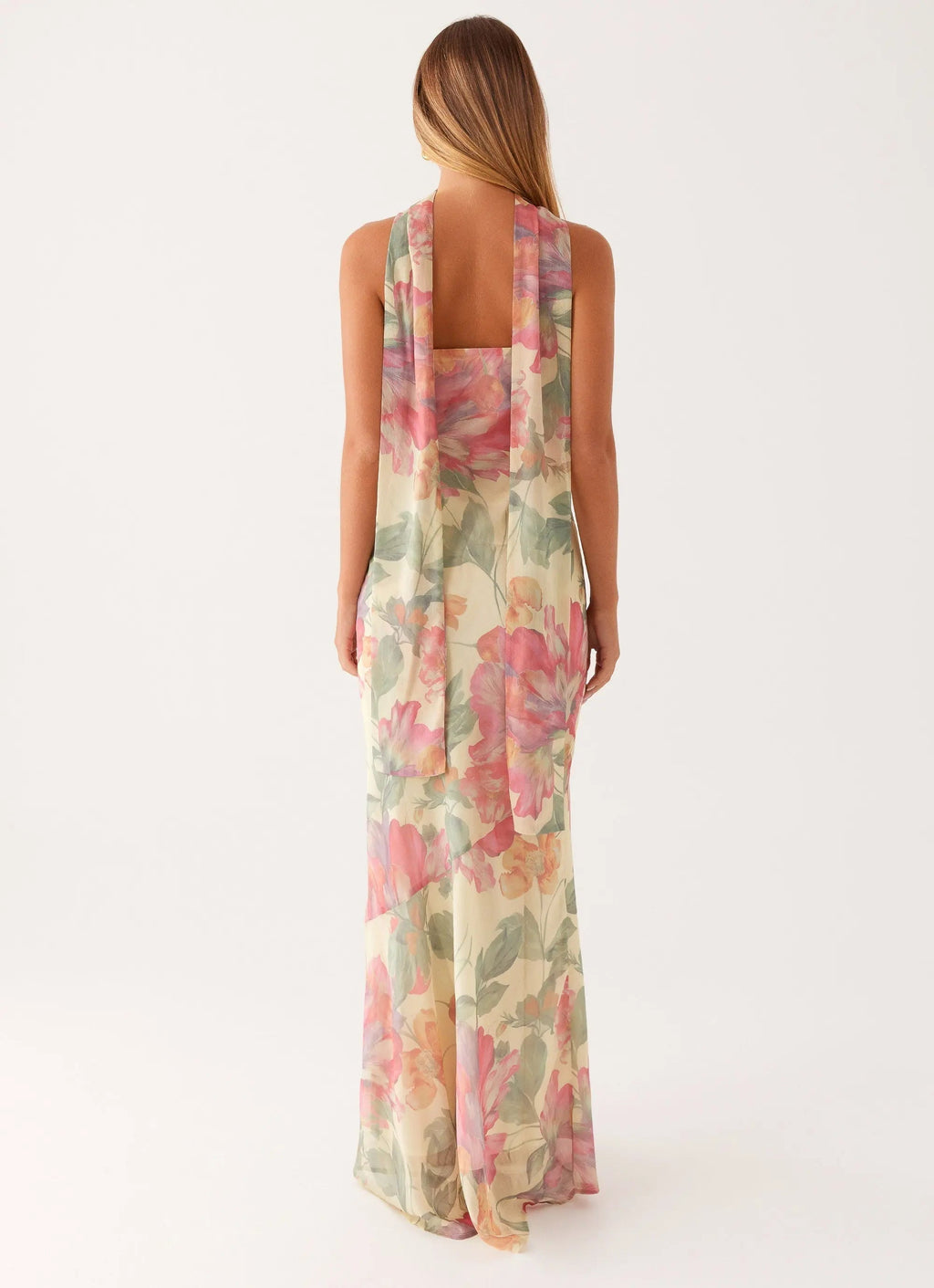 Women's Elegant Maxi Dress | Strapless Floral Design with Matching Scarf | Perfect for Evening Events - Women's | Maxi l 3