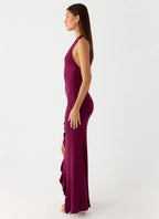 Women's Elegant Maxi Dress | V-Neck Stretch Jersey with Open Back Design | Perfect for Evening Events - Women's | V-neck 1