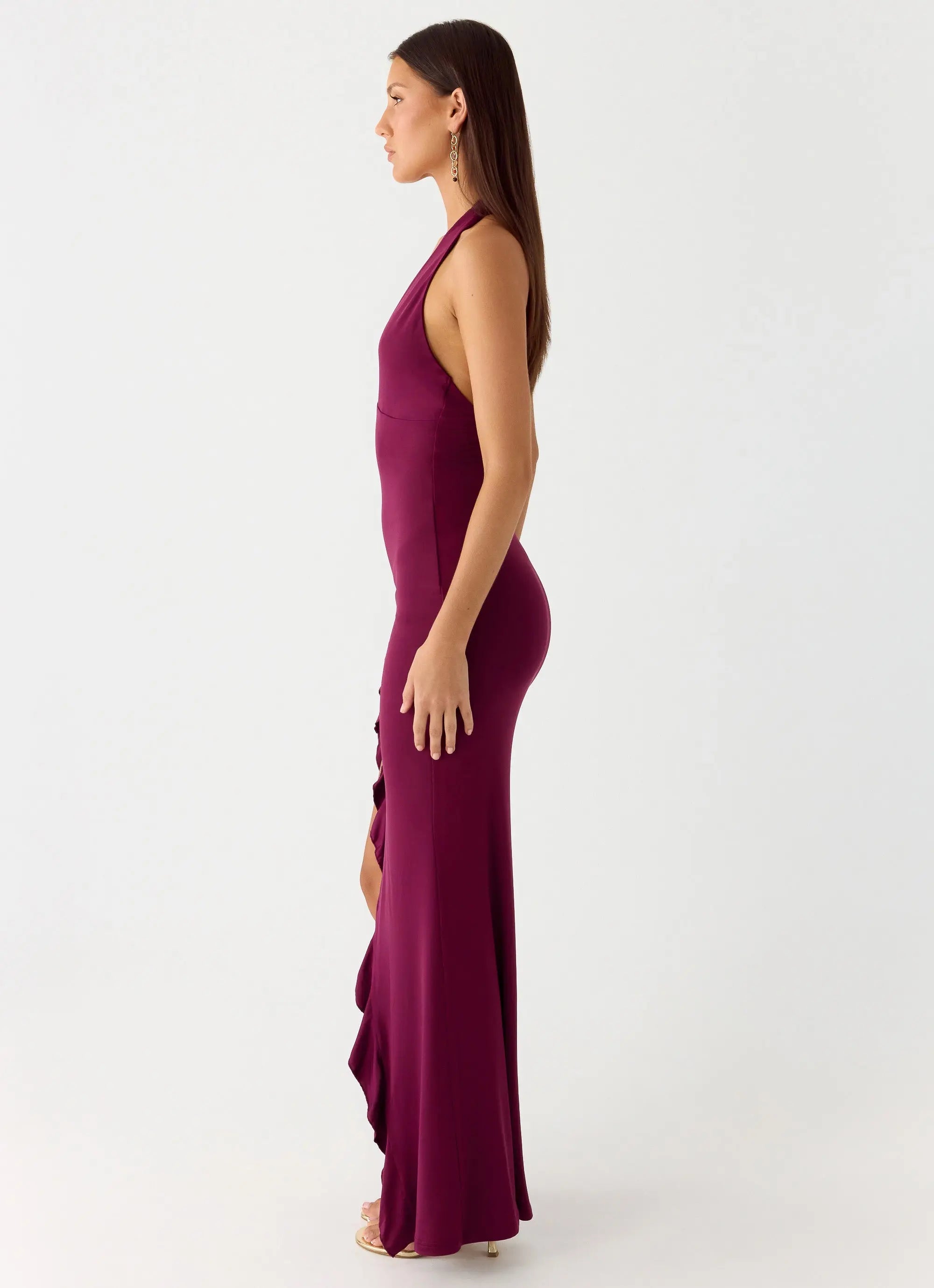 Women's Elegant Maxi Dress | V-Neck Stretch Jersey with Open Back Design | Perfect for Evening Events - Women's | V-neck 1