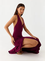 Women's Elegant Maxi Dress | V-Neck Stretch Jersey with Open Back Design | Perfect for Evening Events - Women's | V-neck 5