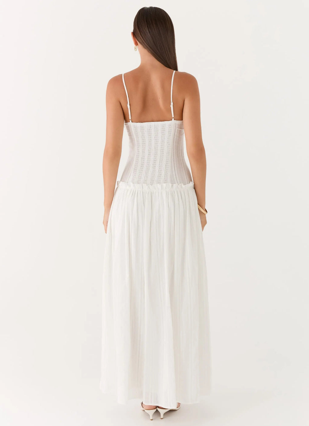 Elegant Maxi Dress | White Maxi Dress with Open Back Design for Effortless Style - Women's 1