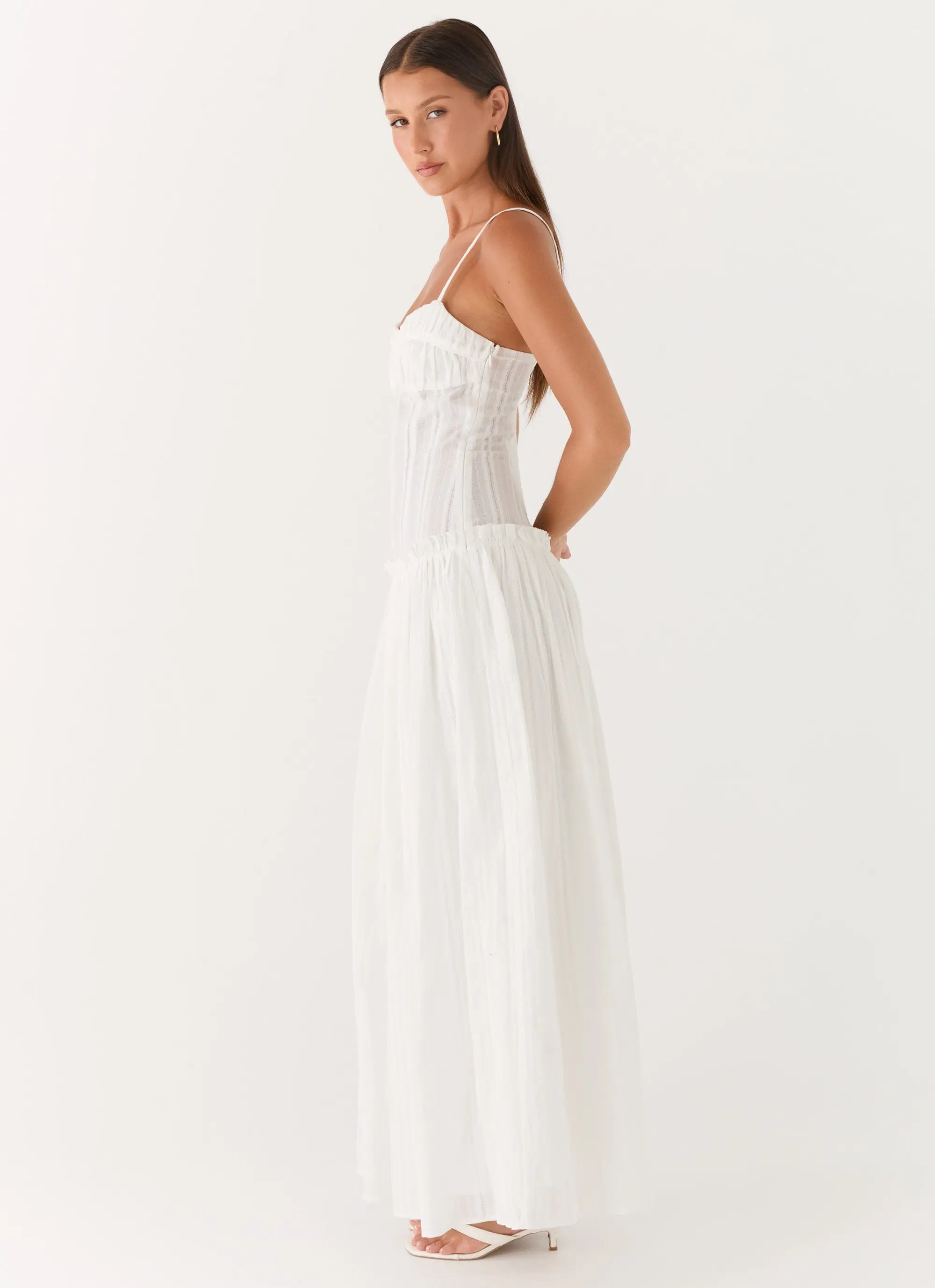 Elegant Maxi Dress | White Maxi Dress with Open Back Design for Effortless Style - Women's 3