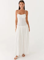 Elegant Maxi Dress | White Maxi Dress with Open Back Design for Effortless Style - Women's 4