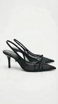 Women's Elegant Mesh Slingback Heels with Adjustable Strap | Chic Pointed Toe Design for All-Day Comfort | Luxurious Mes 0