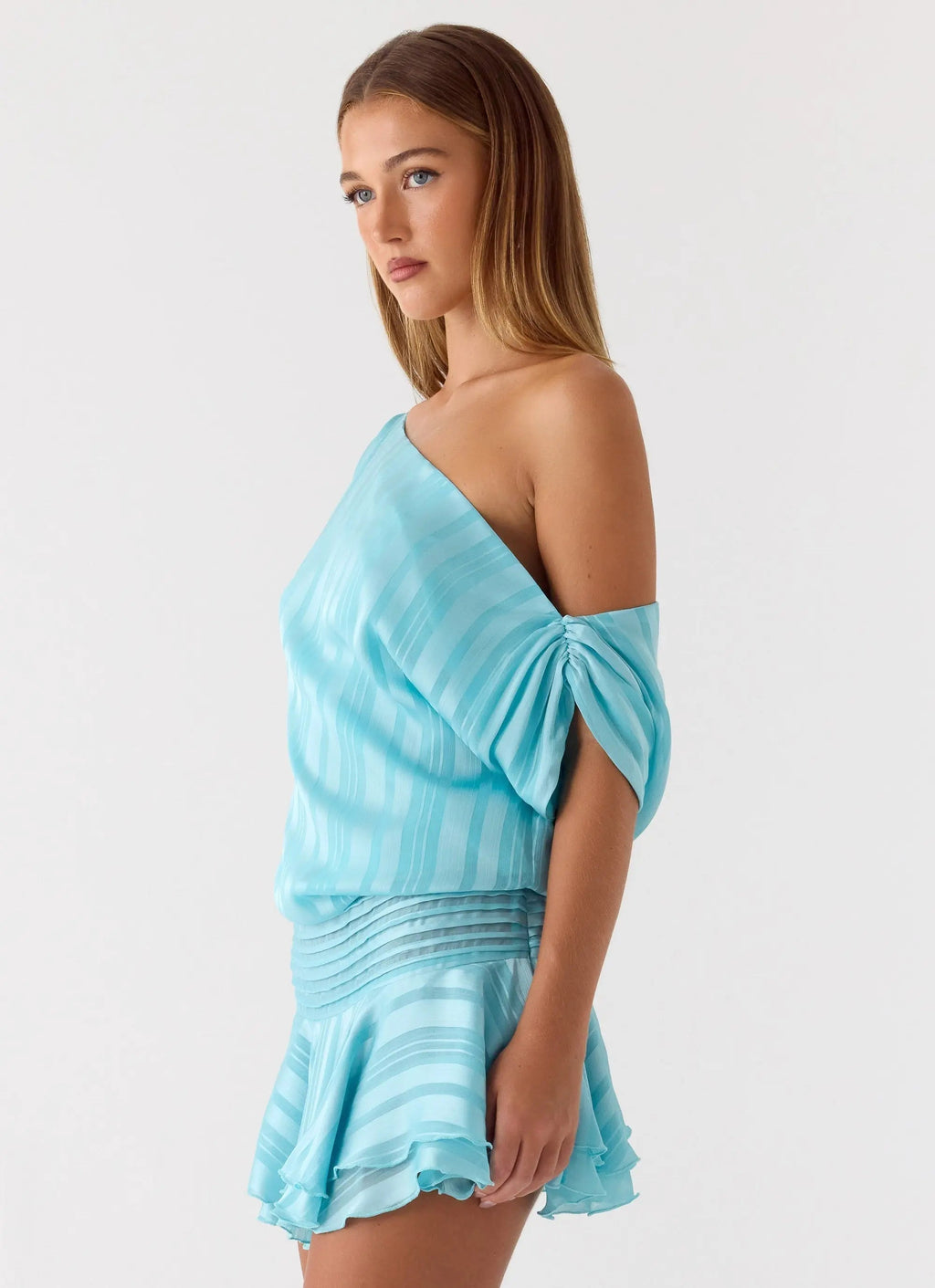 Women's Elegant Mini Dress | Off-Shoulder Design with Tiered Flare Skirt | Ideal for Charming Evening Events - Women's | 1
