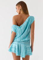 Women's Elegant Mini Dress | Off-Shoulder Design with Tiered Flare Skirt | Ideal for Charming Evening Events - Women's | 2