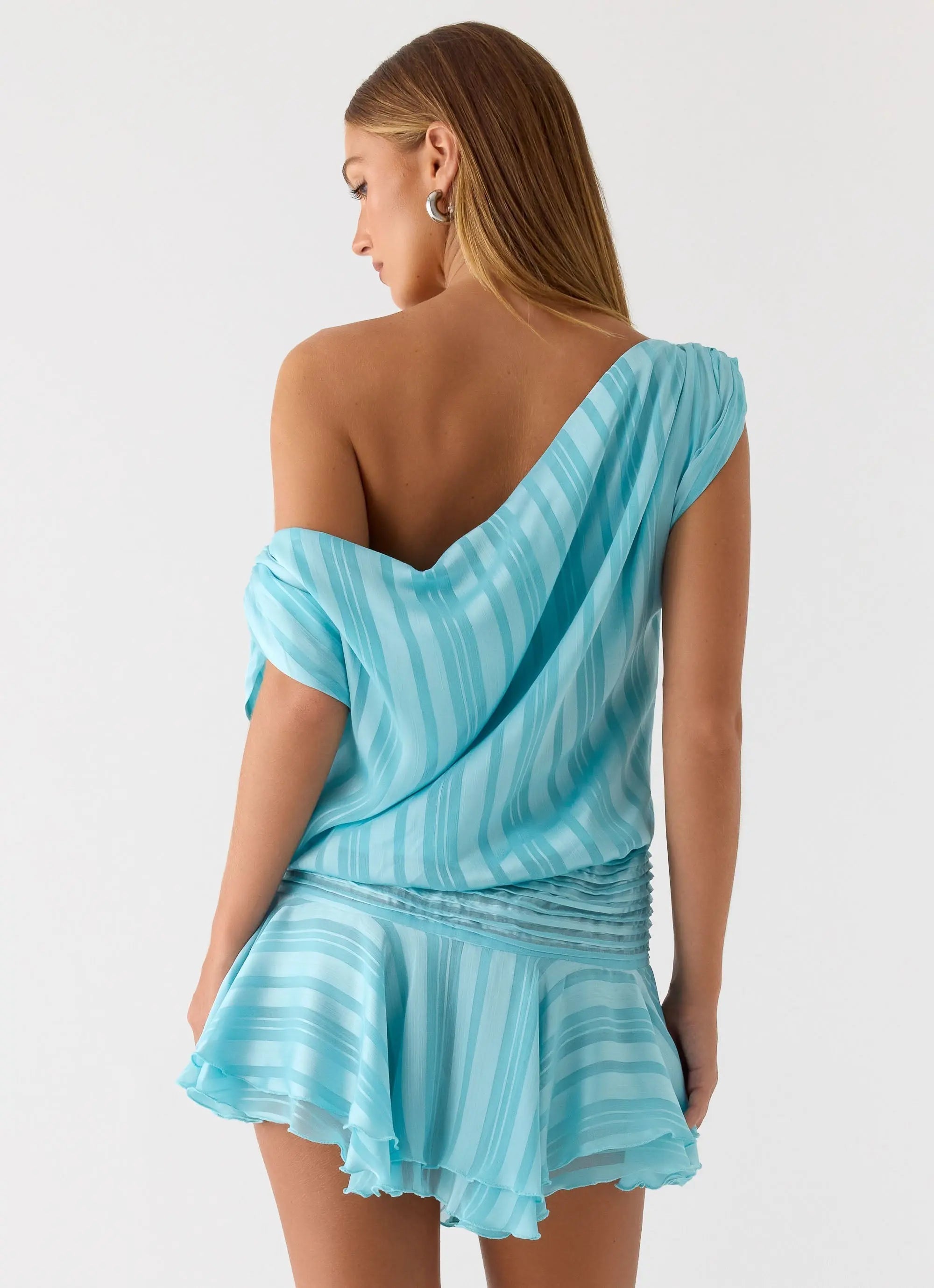 Women's Elegant Mini Dress | Off-Shoulder Design with Tiered Flare Skirt | Ideal for Charming Evening Events - Women's | 2
