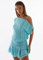 Women's Elegant Mini Dress | Off-Shoulder Design with Tiered Flare Skirt | Ideal for Charming Evening Events - Women's | 5