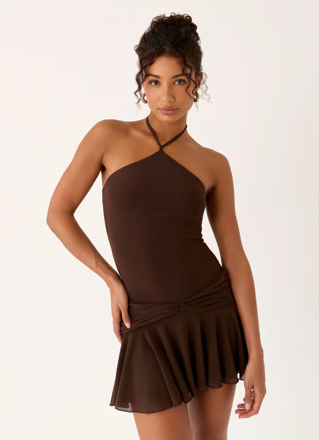 Women's Elektra Collection | Mini Dress with Halter Neck & Flounce Skirt | Perfect for Evening Events - Women's | Halter 0